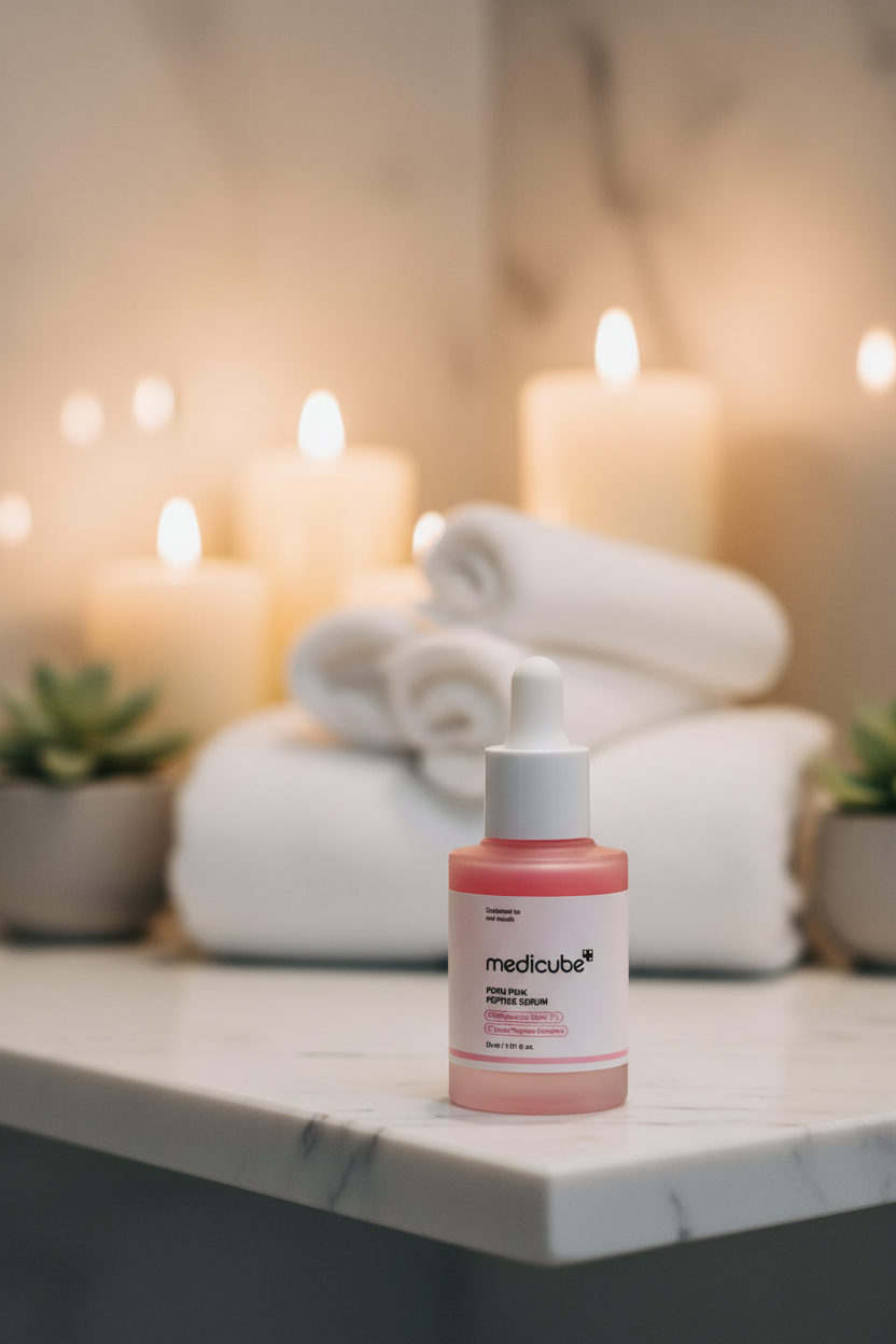 Medicube Peptide Serum in cosy bathroom
